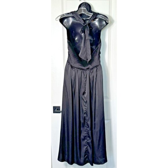Shein MOD Backless Halter Dress Womens L Black‎ Satin - Picture 3 of 10